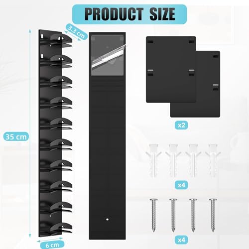 LeKuni Regal Wand 2 Stück Cap Halter, Kappenhalter Mit Starkem Klebstoff für Bis Zu 20 Hüte, Cap Halterung Wand Mehrschichtig, Regale für Wände Zwei Befestigungsoptionen (schwarz)