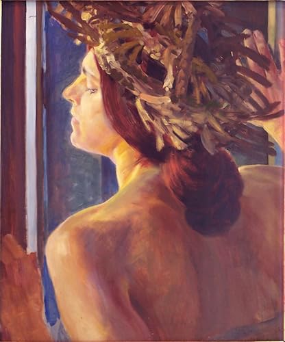 Pintura de mujer en la ventana de 60x90cm para transformar la decoración de tu dormitorio