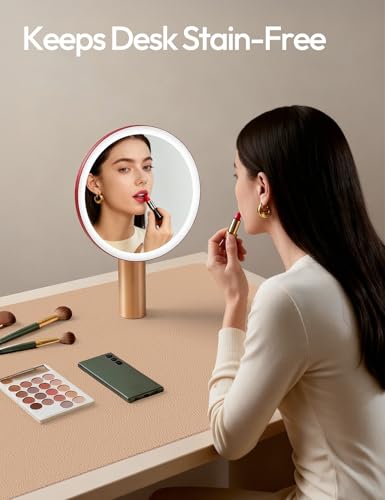 Image of YSAGi Leather Desk Protector, Office Mat, Large Mouse Mat, Non-Slip PU Leather Blotter, Laptop Desk, Waterproof Writing Pad for Office and Home (Latte, 35.4 inch x 17 inch)