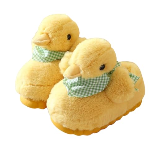 Duck Slippers, Yellow Duck Plush Slippers, Soft Comfortable House Shoes, Novelty Cozy Fuzzy Slippers, Cute Animal Slippers for Women
