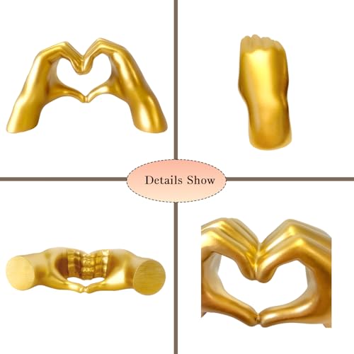 Escultura de Manos en Corazón Oro para Decoración miniatura 3