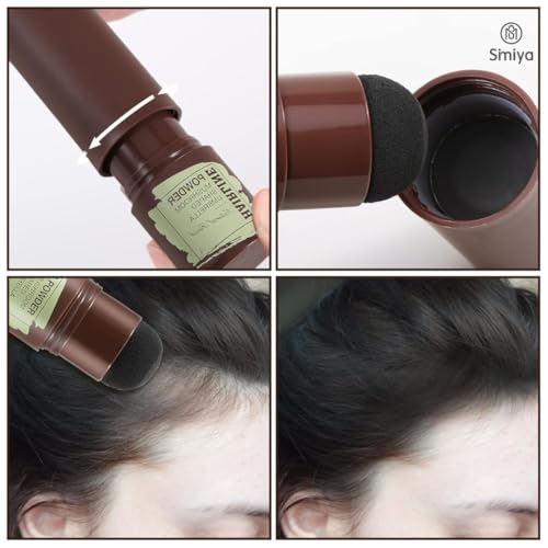 Image of SIMIYA Instant Natural Hairline Colour Touch-Up Powder for Women & Men - Black | Hair Shading Sponge Pen, Hairline Shadow Powder Stick, Quick Hair Root Touch-Up Stick (Black, PACK OF 1)