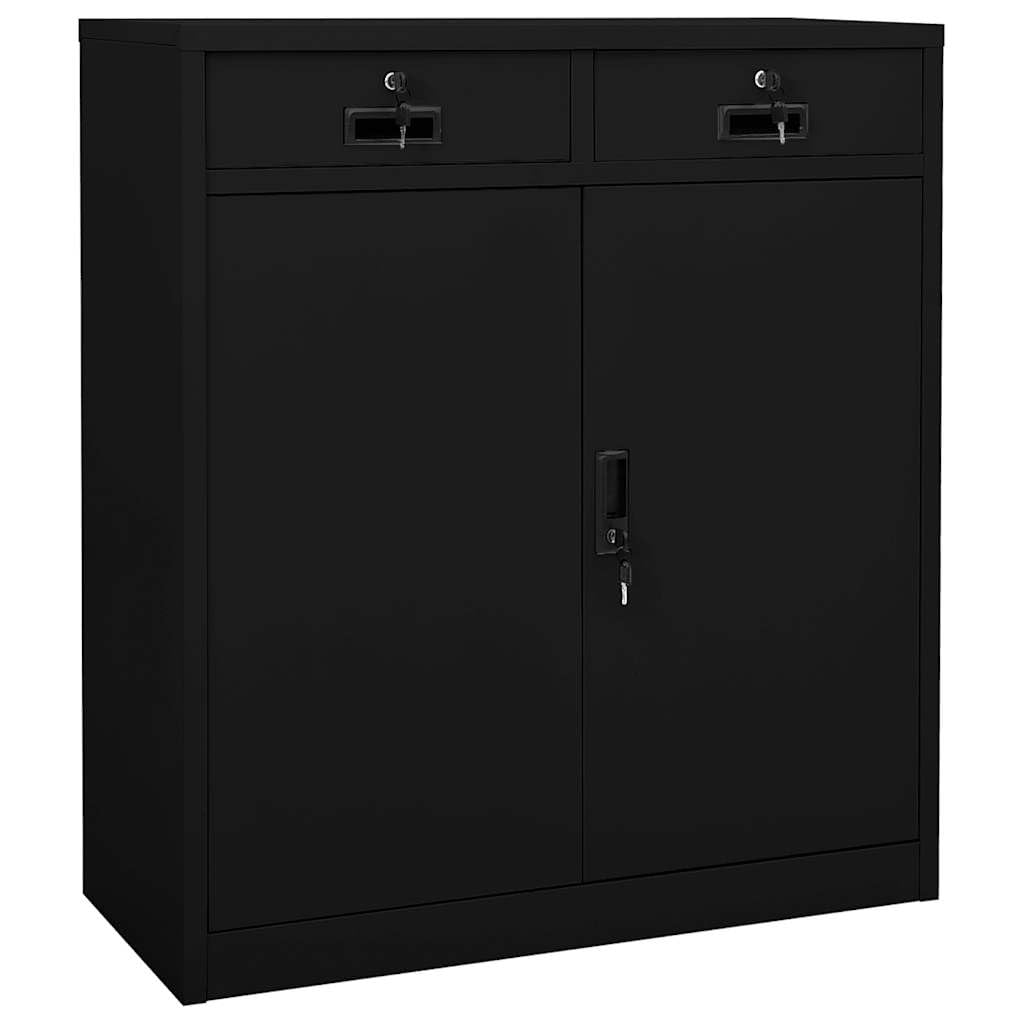 Générique Büroschrank aus schwarzem Stahl, 90 x 40 x 102 cm, mit 2 verstellbaren Einlegeböden, für Ordner, Aktenordner mit Kugellagern