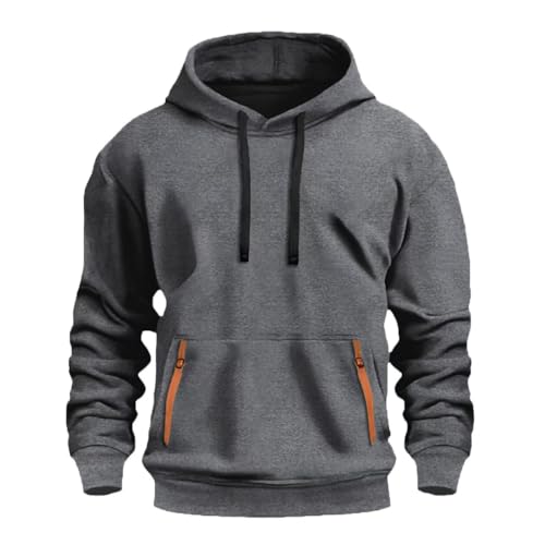 Sinzelimin Men's Hood Pullover Fall Outfits Sport Casual Long Sleeves Loose Comfy Drawstring Hoodies Sweatshirts with Pocket2