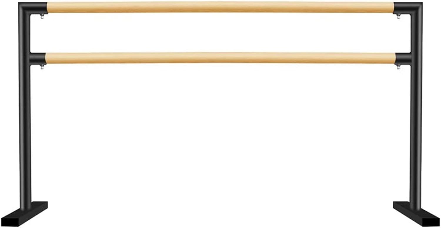 Barre de ballet double portable en bois noir 100 cm autoportante