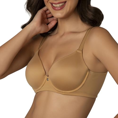 Image of Amante Padded Wired Full Coverage Adjustable Straps Classique Elegance T-Shirt Bra F0013 (Beige) (42DD)