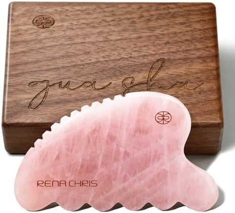 Rena Chris Gua Sha Facial Tool, Natural Rose Quartz Stone Body Gu...