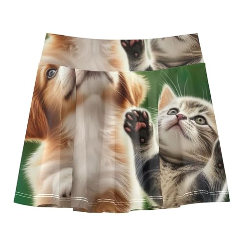 Joisal Cute Playful Puppy Kitten Girls' Shorts Athletic Skorts Toddler Tennis Skirts Summer Flowy Skirt 3t