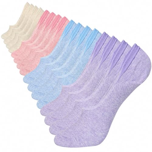 Image of YEJIMONG Cotton No Show Socks for Women, 8 Pairs, Sizes 5-10