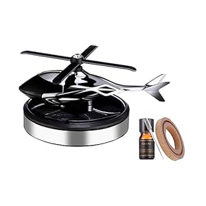 Car Air Freshener Solar Energy Rotating Helicopter Aroma Diffuser Long Lasting Fragrance Perfume Cars Interior Decoration (4.5inch, A-Sky Silver)