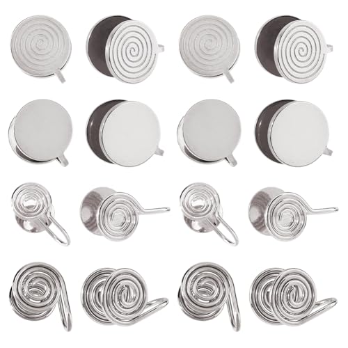 Hobbspring 16Pcs Pressure Earrings for Keloids 4 Styles Stainless Steel Non-Pierced Earrings Stainless Steel Color Cuff Earrings Spiral Compression Earrings for Women Men
