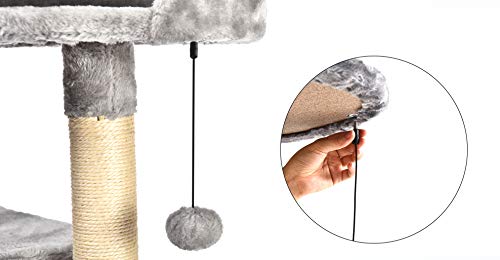 Amazon Basics Cat Condo Tree Tower With Scratching Post And Step Ladder - 19 X 19 X 52 Inches, Light Grey #TOP3