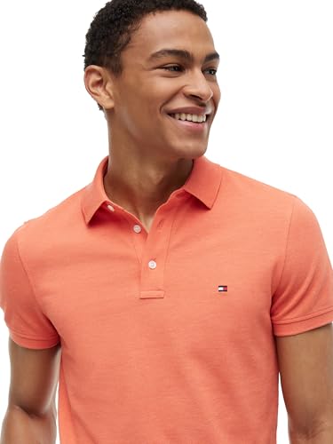 Image of Tommy Hilfiger Men's Short Sleeve Polo Shirts in Slim Fit with Stretch and Organic Pique Cotton