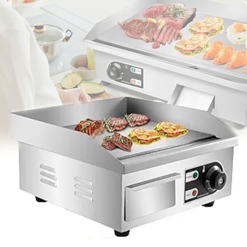 UMJIGF Electric Griddle, Commercial Countertop Griddle Hot Plate Non-Stick Stainless Steel Teppanyaki Grill,Evenly Heated for Camping Restaurant,