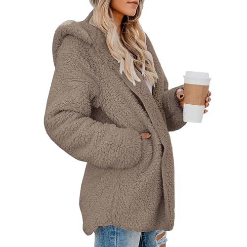 Plaid Flannel Shacket Women Plush Fuzzy Fleece Jacket Oversized Cardigans Winter Coats Open Front Cardigan Sweaters4