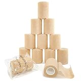 Self Adhesive Bandage Wrap(12 Pack, 3 Inch x 5 Yards), First Aid Medical Cohesive Bandage Tape, Brea