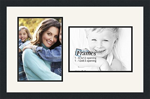 ArtToFrames Collage Photo Frame Double Mat with 2-8.5x12 Openings and Satin Black Frame