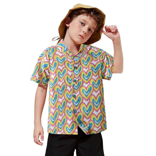 Boys Short Sleeve Pique Polo Shirts Lapel Hawaiian School Uniform Blouses Stretch Funny Print Active Collared Golf Shirts Yellow 9-12 Months