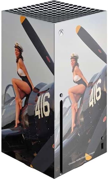 Skin para juegos compatible con consola Xbox Series X, con licencia oficial de los años 40, diseño de pin-up de la marina de guerra en el avión de combate Corsair