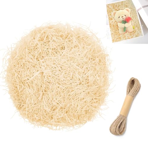 100g Raffia Füllmaterial, Geschenk Hamper Shred, Füllmaterial Geschenk, Geschreddertes Papier Für füllmaterial Geschenkbox, Papierschnipsel Füllmaterial, für Deko Geschenk Karton Pakete, Champagner