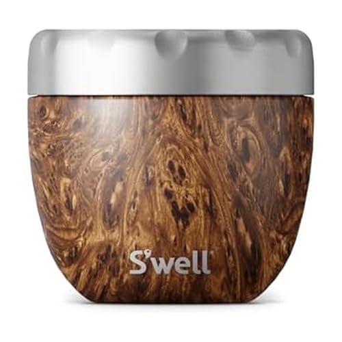 S'well Eats 2-in-1 Food Bowl with Screw-Top Lid, 636ml, Teakwood, 21.5oz