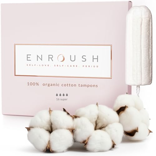 100% Organic Cotton Tampons | Biodegradable & Toxin Free | Hypoallergenic - Irritation & Allergy Free | Ultra Absorbent - Leak Proof Protection | Healthy & Comfortable Choice - 16 pcs (Super)