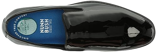 Nunn Bush Men's Centro Flex Plain Toe Slip on Formal Black Patent Loafer 5