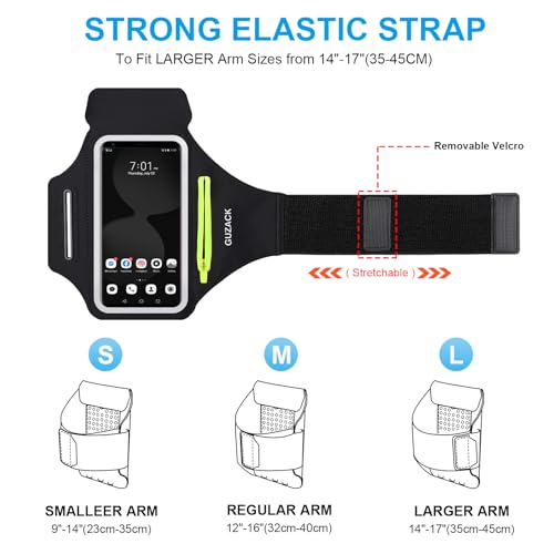 GUZACK Running Armband for iPhone 16/17/18 Pro Max, Galaxy S26 S25, with Card Slot & Key Pockets, Running Phone Holder, Fit Up to 6.9 Inches Phone - Size L (Bigger Arm 14-17 in) - image 6