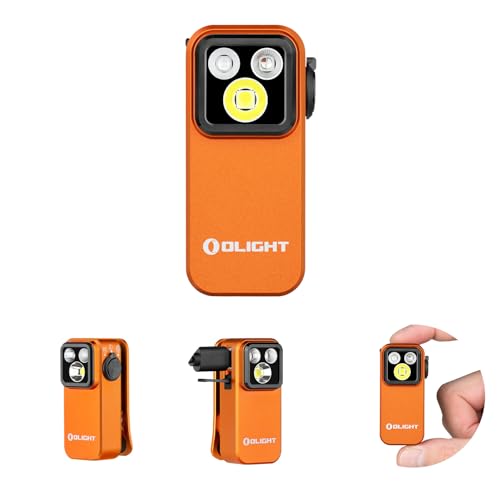 OLIGHT Oclip Pro S 600 Lumens 5 Light Sources Clip on Torch Rechargeable UV Light with Magnetic Base Mini LED RGB Flashlight for Indoor Use Hiking Cycling Running and Safety Warning (Orange)