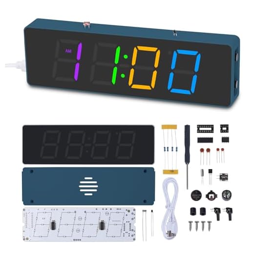 BANRIA Soldering Practice Kit, DIY 4-Digit Digital Alarm Clock with RGB Modes, Large Display Electronic Clock Soldering Kit for Students, Beginners, Back to School STEM Learning, Home & Office Use