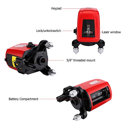 Andoer FC435 Mini Portátil 360 Graus Autonivelante Laser Linha 2 Linha 1 Ponto Horizonatal Linha Ver