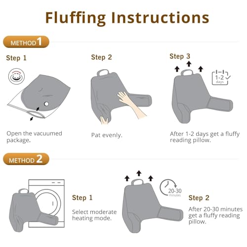 Sasttie Reading Pillows for Sitting in Bed Adult, Velvet Back Pillow Bed Sitting Up, Back-Rest Support Cushion for Sit Up on Couch, Sofa, and Floor, Dorm Essentials, Oeko-Tex Certified, Dark Grey - Image 7