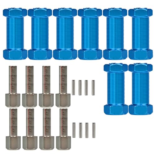 8 Packs Brass Wheels Hex Hub Extension Offset Hex Drive Adapter Compatible with 1/10 Crawler Car SCX10 Wraith Rc4wd Wraith D90 (Blue,25mm)