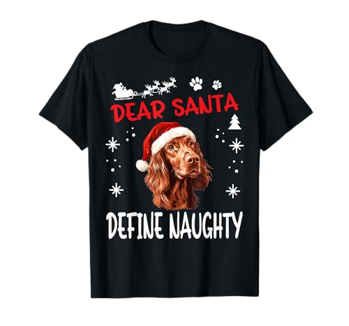 Cute Irish Setter Dog Christmas Dear Santa Define Naughty T-Shirt