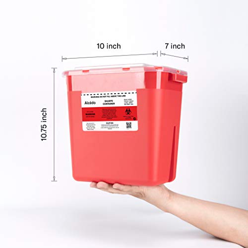 Alcedo Sharps Container For Home Use 2 Gallon (3-Pack), Biohazard Needle And Syringe Disposal, Professional Medical Grade #TOP4