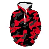Kids' Hooded Youth Sweatshirt Camouflage Tiger Red Camo Pullover Hoodie Clothes with Pocket for Boys