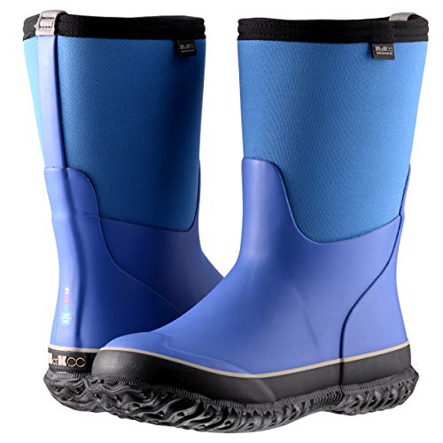 Mcikcc Kids Waterproof Rain Boots,Classic Snow Mud Boots Non-Slip For Toddler Boys Girls,6M Blue And Black #TOP1