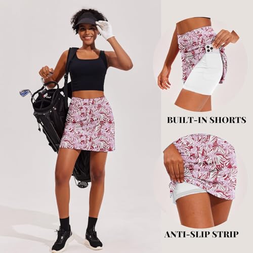 Image of Ekouaer 16 inch Golf Skorts for Woman with Inner Pockets Silicone Grippers Tennis Skirt Quick Dry Athletic Pickleball Skort