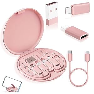 YANZIE USB-C Travel Adapter Kit with Storage Box and SIM Card Holder, Lightning to C and Micro-USB to C Female, Short Cable, Fast Charge for iPhone and Android