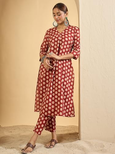 Image of INDO ERA Women Pure Cotton Kurta Palazzo Set | Printed Kurta with Palazzo Pants | Summer Friendly, Office Wear Co-Ord Set | Cord Set For Women Cotton