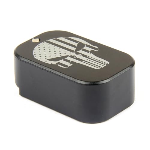 TACFUN Engraving Weighted Magazine Base Plate Compatible with Glock 9mm/.40 Silver (Punisher)