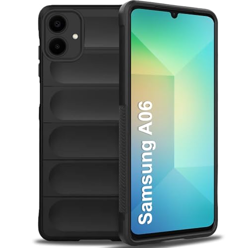Image of TheGiftKart Liquid Silicon Back Cover Case for Samsung Galaxy A06 | ShockProof Military Grade Protection | Micro-Fibre Cloth On Inner Side | Anti-Slip Grip Back Cover Case for Samsung A06 (TPU, Black)
