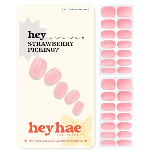 Heyhae Semi Cured Gel Nail Strips | No LED Lamp Needed | Solid, P...