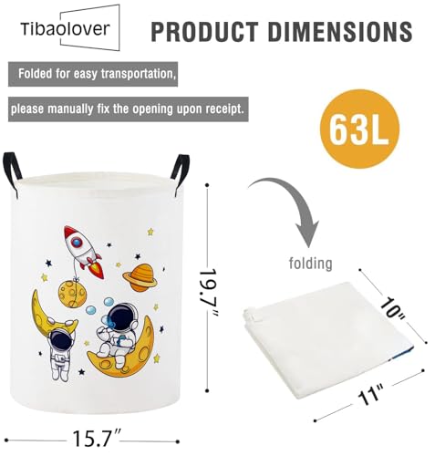 Image of Baby Laundry Basket Baby Nursery Hamper Kids Laundry Basket Toy Storage Bin for Boys Room Decor Gift Baskets for Bedroom Bathroom(Astronaut)