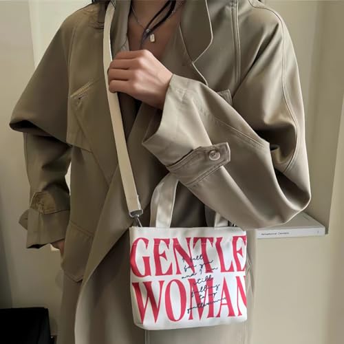 Cute Gentle Woman Crossbody Tote Bag Canvas Handheld Shoulder Bag with Portable Handles Office Travel Essentials3