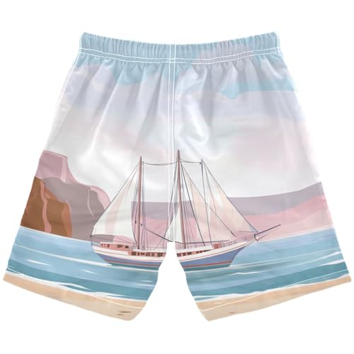 Sailboat Sea Beach Boys Swim Trunks Kids Toddler Beach Board Shorts Teen Quick Dry Bathing Suit Swimsuit2