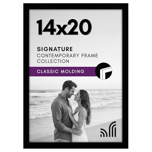 Americanflat 14x20 Picture Frame with Polished Plexiglass - Signature Collection - Gallery-Style Frames Made of Engineered Wood - Photo Frame for Wall Display - Black