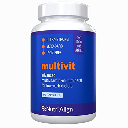 Nutri-Align Multivit: Multivitamins for Keto, Atkins and Similar Low-Carb Diets. Extra-Strong, Iron-Free, Sugar-Free, Zero-Carb. 90 Capsules.