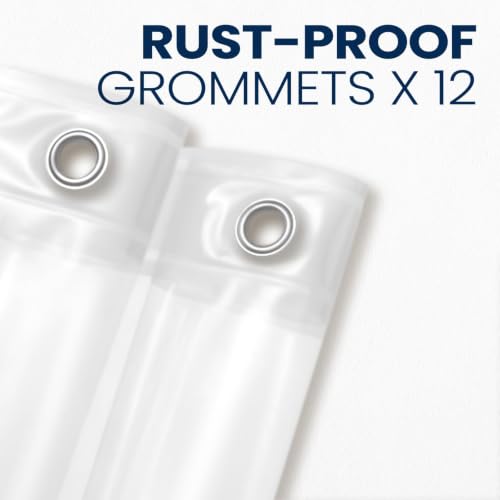 Image of downluxe Frosted Shower Curtain Liner 72x72 - PEVA 3 Gauge Light Weight,Waterproof,Odorless with Rust-Resistant Grommets Holes