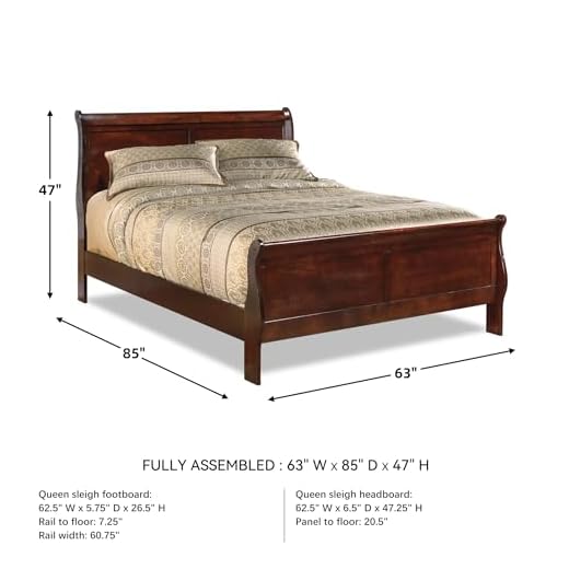 Ashley Alisdair Queen Sleigh Bed in Dark Brown
